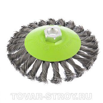 Щетка для УШМ, 125 мм, М14, "тарелка", крученая металлическая проволока СИБРТЕХ