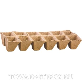 Торфяные горшочки 50*50 мм, квадратные (блок по 12 ячеек) Россия