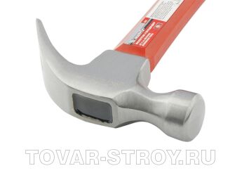 Молоток-гвоздодер, 450 г, боек 27 мм, фибергласовая обрезиненная рукоятка MATRIX