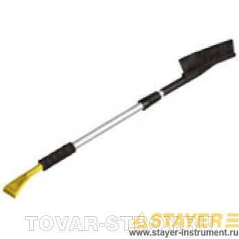 Щетка-сметка STAYER 61047 автомобильная со скребком, эргономичная телескопическая рукоятка, 1300 мм