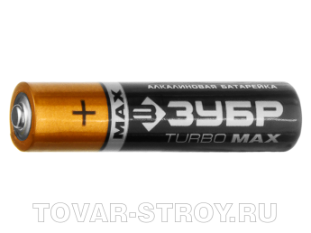 Батарейки "ЗУБР" алкалиновые "TURBO MAX", АА (пальчиковые). Срок службы +50%, 4 шт