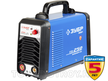 Сварочный инвертор ЗУБР Т3 ПРОФИ (ЗАС-Т3-250) 250 А, 220 В, IGBT, ПВ-60%, Hot start, Arc Force, Anti-Stick