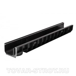 Лоток водоотводный пластиковый PolyMax Basic DN 100 H55 1000х145х55 (8050)
