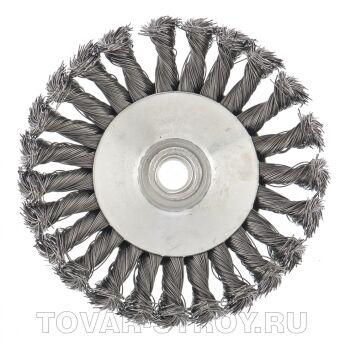 Щетка для УШМ, 125 мм, М14, "тарелка", крученая металлическая проволока СИБРТЕХ