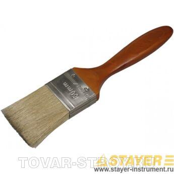 Кисть плоская STAYER 01051-100 LASUR - LUX, деревянная ручка, смешанная щетина, 100 мм