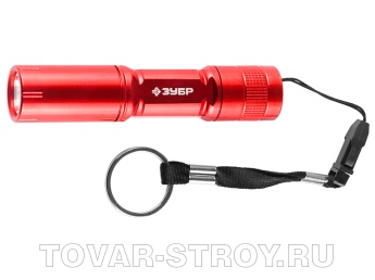 Фонарь ЗУБР, 1 яркий светодиод, красный, 1ААА, 56220-R