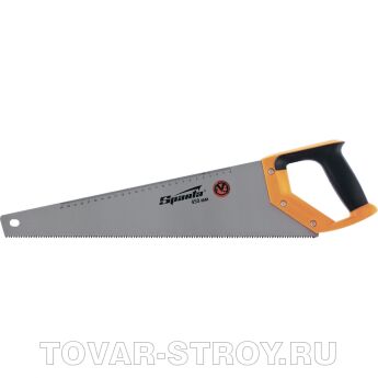 Ножовка по дереву, 450 мм, 7-8 TPI, зуб-2D, каленый зуб, линейка, двухкомпонентная рукоятка SPARTA