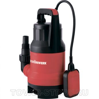 Дренажный насос для грязной воды KP800, 800 Вт, подъем 8 м, 13000 л/ч Kronwerk