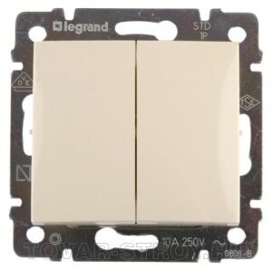 Выключатель проходной Legrand Valena 2-клавишный, слоновая кость