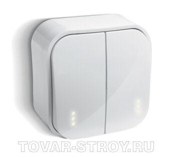 Выключатель Legrand Quteo 2-х клавишный, белый
