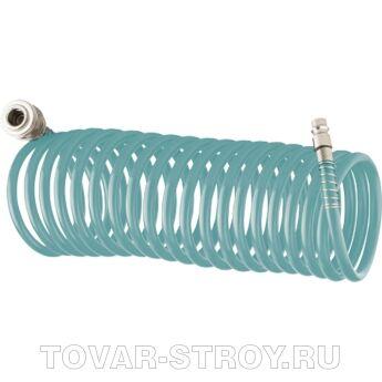 Полиуретановый спиральный шланг профессиональный BASF, 15 м, с быстросъемными соединением Stels
