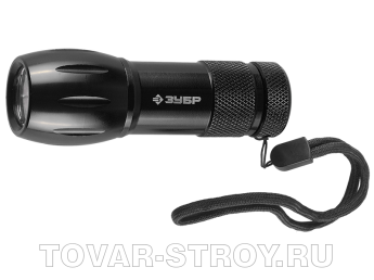 Фонарь ЗУБР, 9 светодиодов, алюм. корпус, черный 56213-ВК