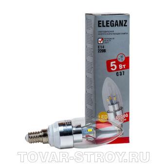 СВЕТОДИОДНАЯ ЛАМПА 5ВТ С37 Е14 220V свеча прозрачная 6000К