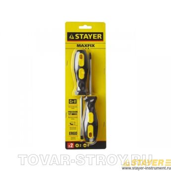 Набор STAYER 2513-H2 MASTER: Отвертки слесар., двухкомп. рукоятка, 2 / 6мм - 100мм, 2шт