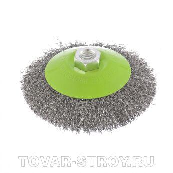 Щетка для УШМ, 125 мм, М14, "тарелка", витая проволока СИБРТЕХ