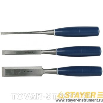 Набор STAYER 1820-H3 Стамески EURO плоских с пластмассовой ручкой, 6/12/25, 3 шт
