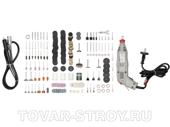 Гравер ЗУБР с набором мини-насадок (ЗГ-130ЭК Н219) 219 предметов
