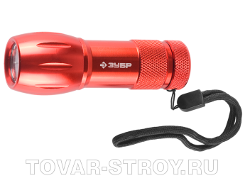 Фонарь ЗУБР, 9 светодиодов, алюм. корпус, красный 56213-R