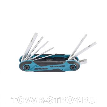 Набор ключей имбусовых Hex, складные, 8 штук CrV Gross