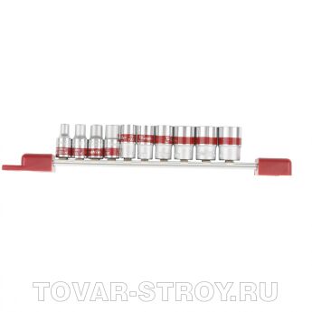 Набор торцевых головок 1/4", 6-ти гр., CrV, 10шт., 4-13мм MATRIX