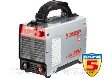 Сварочный инвертор ЗУБР М3 (ЗАС-М3-190) 190 А, 220 В, IGBT, ПВ-35%, Hot start, Arc Force, защита от перегрева