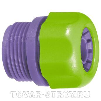 Соединитель пластмассовый для шланга 1/2", с внешней резьбой 3/4" PALISAD
