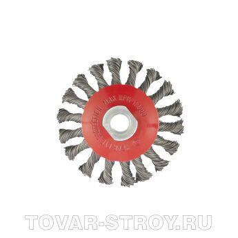 Щетка для УШМ, 100 мм, М14, "тарелка", крученая проволока 0,5 мм MATRIX
