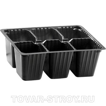 Кассета для рассады, 18х13,5см, высота 6см, 6 ячеек, полистирол Россия