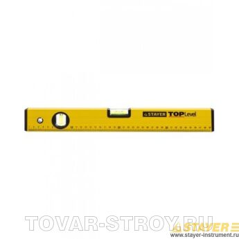 Уровень STAYER 3460-060_z03 STANDARD TOPLevel коробчатый, 2 противоударных ампулы, линейка, 60см