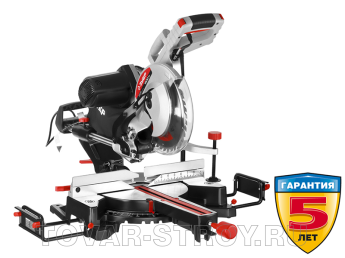 Пила торцовочная ЗУБР с протяжкой (ЗПТ-255-1800 ПЛР) Ø 255х30 мм, 1800 Вт, пропил 90°-80/340 мм; 45°-40/230 мм