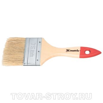 Кисть плоская "Стандарт" 1,5", натуральная щетина, деревянная ручка MATRIX