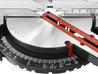 Пила торцовочная ЗУБР с протяжкой (ЗПТ-255-1800 ПЛР) Ø 255х30 мм, 1800 Вт, пропил 90°-80/340 мм; 45°-40/230 мм