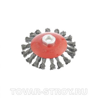 Щетка для УШМ, 115 мм, М14, "тарелка", крученая проволока 0,5 мм MATRIX