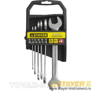 Набор рожковых ключей STAYER PROFI 27037-H6/6 шт, 6-19 шт