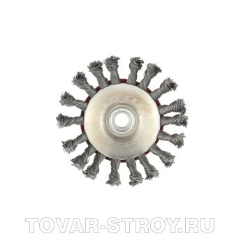 Щетка для УШМ, 115 мм, М14, "тарелка", крученая проволока 0,5 мм MATRIX