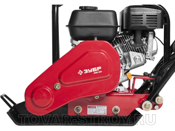 Виброплита прямого хода ЗУБР ПРОФИ для грунта (ЗВПБ-10 Г) бензин, 10 кН, 66.5 кг, 500х360 мм, ЗУБР РХ180