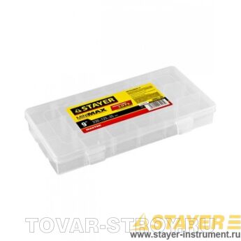 Ящик-органайзер для крепежа STAYER (38051-09) 18 ячеек, 230х125х35 мм