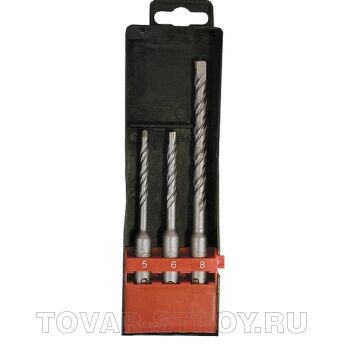 Набор буров по бетону, 5х110, 6х110, 8х160 мм, 3 шт., в пласт. коробке, SDS PLUS MATRIX