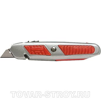 Нож, 18 мм, выдвижное трапециевидное лезвие, отделение для лезвий, метал.корпус MATRIX MASTER