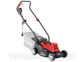 Газонокосилка электрическая ЗУБР (ЗГКЭ-33-1000) 1000 Вт, ш/с 330 мм, высота 25-65 мм, 30 л, 9 кг, 3 позиций