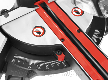 Пила торцовочная ЗУБР с протяжкой (ЗПТ-190-1200 ПЛ) Ø 190х20 мм, 1100 Вт, пропил 90°-55/305 мм; 45°-30/220 мм