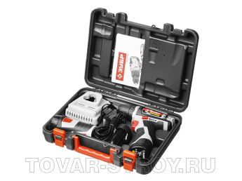 Дрель-шуруповерт ЗУБР Li-lon (ДА-12-2-Ли ФКНМ1) 12 В, 1.5 А-ч, 10 мм, 25 Н-м, 0-360/0-1400 об/мин, БЗУ, 2 АКБ, LED фонарь