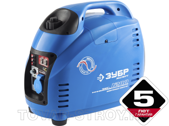 Генератор инверторный ЗУБР (ЗИГ-1200) однофазный, 4-х тактный, 1200/1000 Вт, 220/12 В