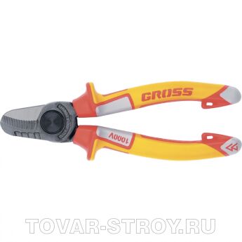Кабелерез, диэлектрические рукоятки до 1000 В, трехкомпонентные рукоятки, 210 мм GROSS