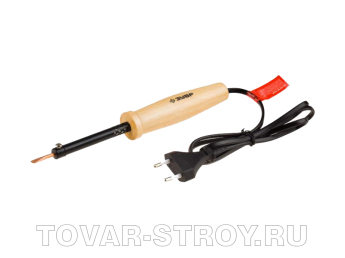 Паяльник с деревянной рукояткой ЗУБР 60 Вт, клин (55405-60)