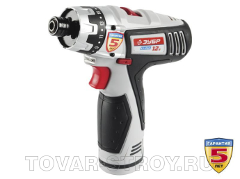 Шуруповерт ЗУБР Li-lon (ЗША-12-Ли-КН) 12 В, 1.5 А-ч, НЕХ 1/4", 2 АКБ