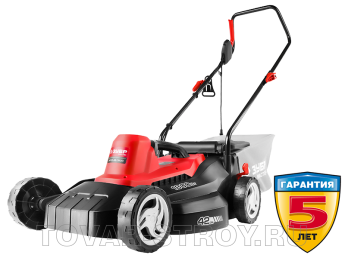 Газонокосилка электрическая ЗУБР (ЗГКЭ-42-1800) 1800 Вт, ш/с 420 мм, высота 25-75 мм, 35 л, 11 кг, 5 позиций