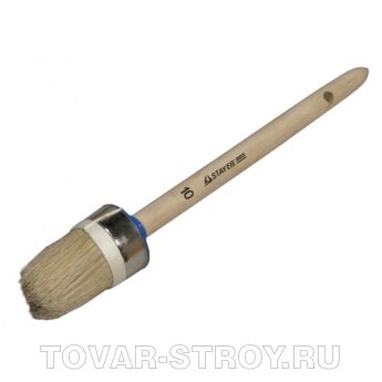 Кисть круглая STAYER 0142-45 UNIVERSAL-EURO, светлая натуральная щетина, металлический корпус, нитевой бандаж, деревянная ручка, N-12х45 мм