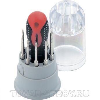 Отвертка для точных работ Fusion с насадками, 11 пр. в пласт. пенале, 3-х комп. рукоятка MATRIX