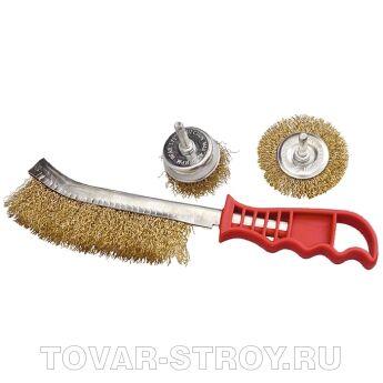 Набор щеток для дрели, 3 шт., 1 плоская, 65 мм , 50 мм "чашка", ручная металлическая MATRIX